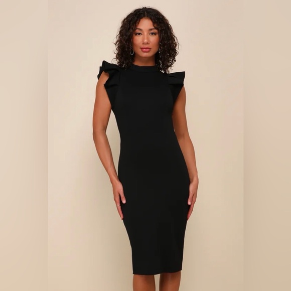 Lulus Stylish Splendor Backless Ruffle Bodycon Midi Dress - Picture 5 of 12